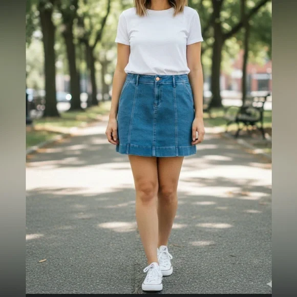 Lauren Conrad Denim Blue Women's Skirt stretchy cowgirl western XL vacation - Picture 1 of 9